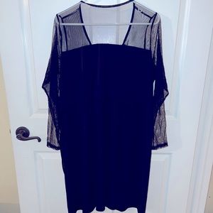 Black Sheer-top Evening Dress Wrap Dress by Inc (Size 1x)
